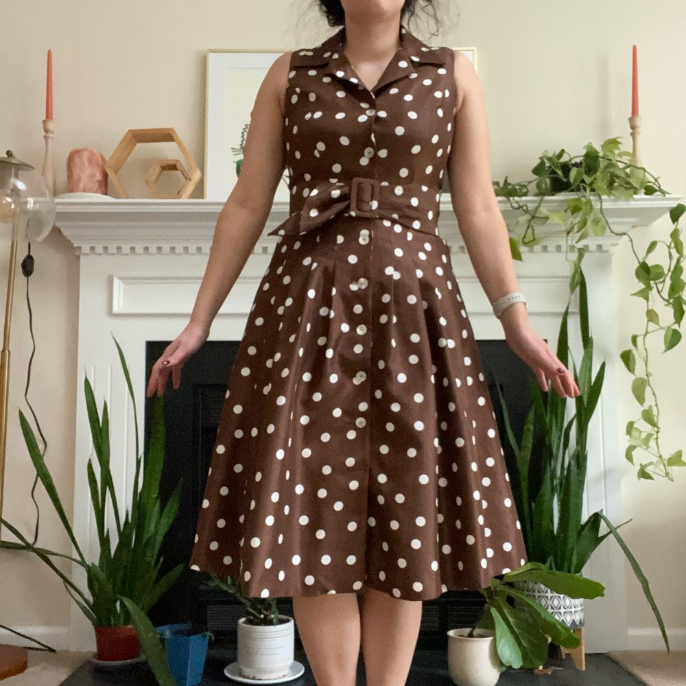 Brown and White Polka Dot Jessica Howard Dress